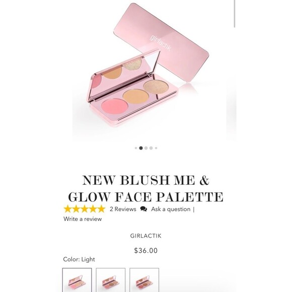 GIRLACTIK Blush Me & Glow Face Palette Pink Blush Bronzer Highlight Trio Light - Picture 2 of 11